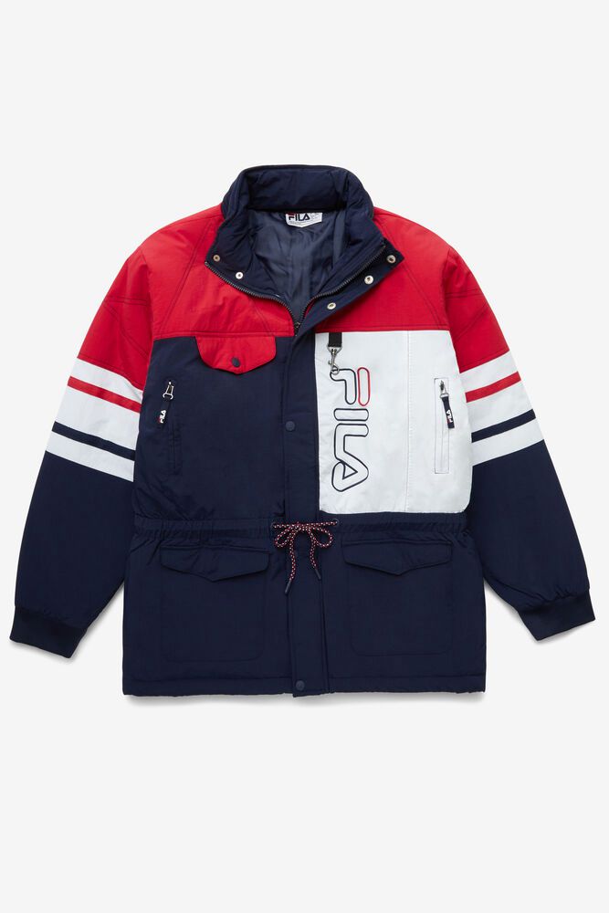 Fila Jacket Mens Navy/Red/White - Golia Parka - Philippines 8391475-WN